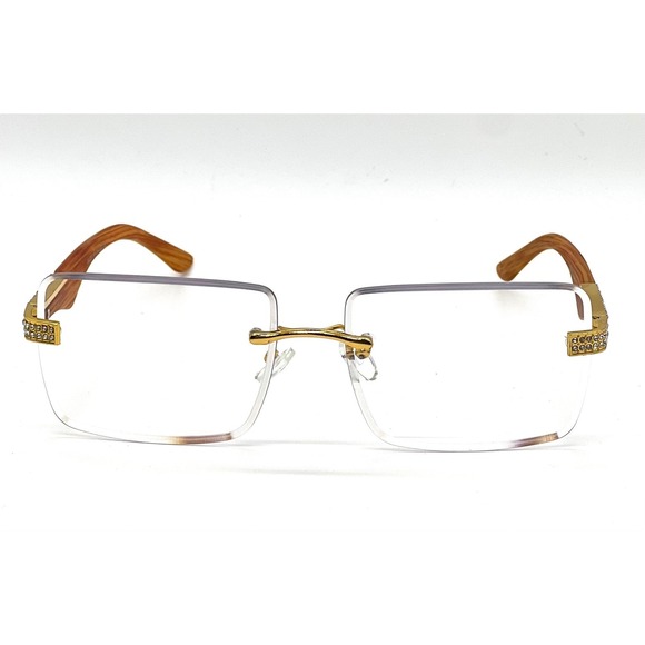 Rimless Gold Wire Frame Luxury Clear Tint Hip Hop Shades Sunglasses Party Shades main image 6